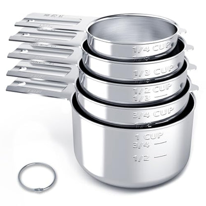 TILUCK Stainless Steel Measuring Cups Set,Kitchen Gadgets for Cooking & Baking,Set of 5