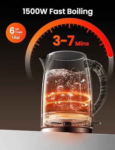 COMFEE' Stainless Steel Electric Kettle, Temperature Control with 6 Presets, 1-Hr Keep Warm, Kettle Water Boiler 1.7 Litres, 1500W with Viewing Window, Auto-Off and Boil-Dry Protection - color: Silver Digital, size: 1.8 Quarts