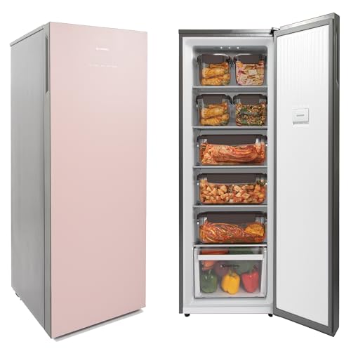 Slim Kimchi Refrigerator for Kimchi Storage, Fermentation, Freezer, Fridge, & Alcohol - Powder Pink - Sleek Compact Refrigerator, Precise Temp Control, 7 Containers, Deodorizing Filter, 4.3 cu. ft. - color: Powder Pink