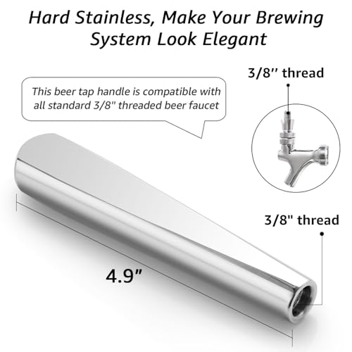 MRbrew Beer Tap Handle 2 PCS, Upgraded Beer Faucet Handle 304 Stainless Steel Beer Keg Tap Handle Commercial Standard 3/8”Threading Kegerator Tap Handle for Kegerator Tower Stout Nitro Tap Draft Beer - size: 2 Count