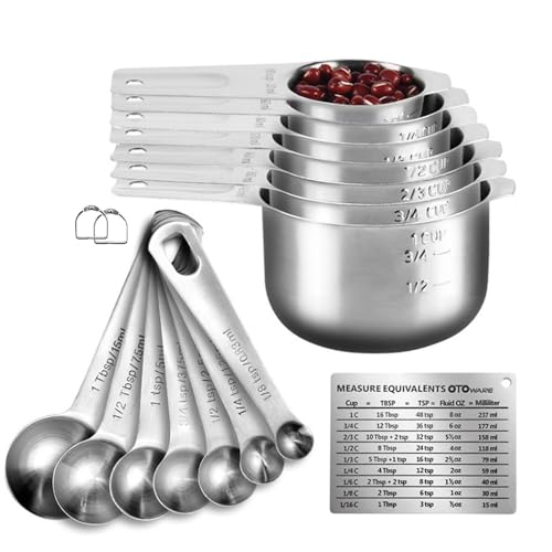 Measuring Cups and Spoons Set Heavy Duty 304 Metal Stainless Steel Measuring Cup Spoon Kitchen Gadgets for Cooking Baking (Set of 17) - size: Set of 17
