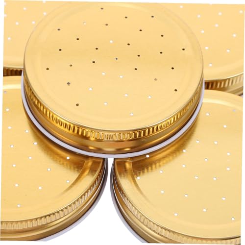 Kisangel 5pcs Metal Bee Feeders Lids Mason Jar Lids Reusable Beehive Watering Station Entrance Lid for Easy Installation Water Feeding Dispenser