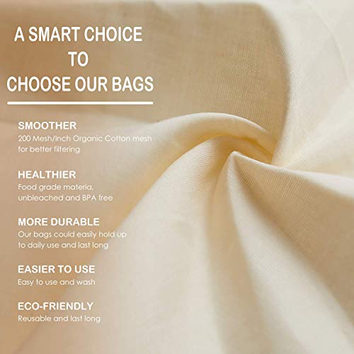 3 PCS 12"x12" Nut Milk Bags - 100% Unbleached Cotton Cheesecloth, Reusable Food Strainer Colander For Straining Almond/Oat Milk, Celery Juice, Cold Brew Coffee, Yogurt and Cheese Making - color: 3 pack