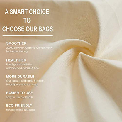 6 PCS 12"x12" Nut Milk Bags - 100% Unbleached Cotton Cheesecloth, Reusable Food Strainer Colander For Straining Almond/Oat Milk, Celery Juice, Cold Brew Coffee, Yogurt and Cheese Making - color: 6 pack
