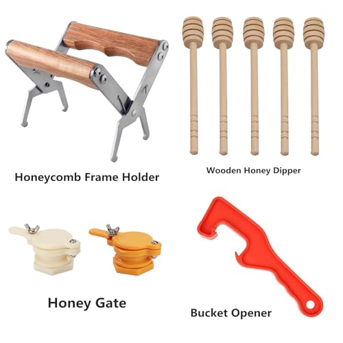 Honey Harvesting Beekeeping Starter Tool Kit, Set of 13,5 Gallon Plastic Honey Bucket Set for Beekeeping Supplies