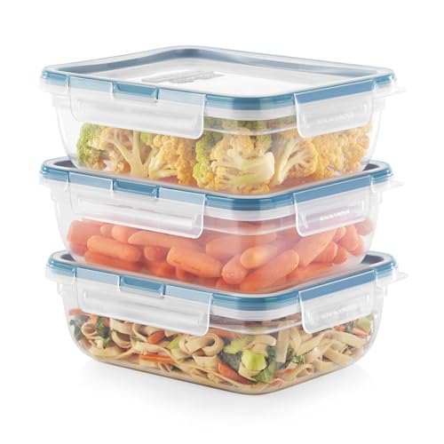 Snapware Plastic Total Solution 3-Pack (8.5-Cup) Food Storage Containers Set, Leakproof & Airtight Plastic Locking Lids Rectangular Containers, BPA-Free Lids, Microwave Dishwasher Freezer Safe - size: 3 Pack, style: 8.5 Cup