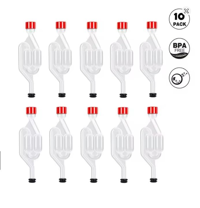 3 Pieces S-Shape Airlocks,Homebrew Bubble Airlock Carboys Stopper & Fermenter Seal Valve with Food Grade Grommets Wine Making(10 pack) - color: 10 pack