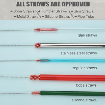 ALINK 8-Pack Red Bottle Brush Cleaner Set - Long Cleaning Brush for Narrow Neck Wine/Beer Bottles, Thermos, Hummingbird Feeder, Spout, Lids and Straws - color: Red