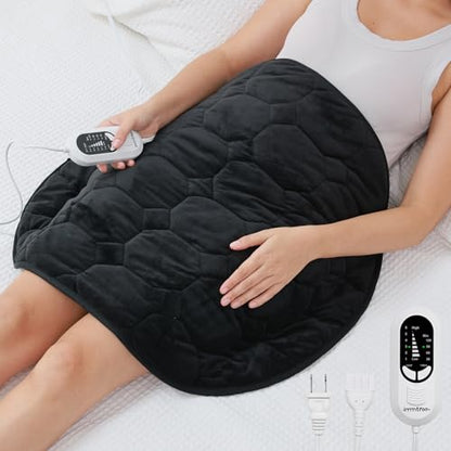immtree Weighted Heating Pad for Period Cramps, 29" x 24" Extra Large Electric 7lbs Heated Pads, Back Shoulder Knee Abdomen Pain Relief, Soft Heavy Lap Blanket, Warm Christmas Gift, 7 Pounds, Black - color: Black, size: 29"x24" 7 Pound
