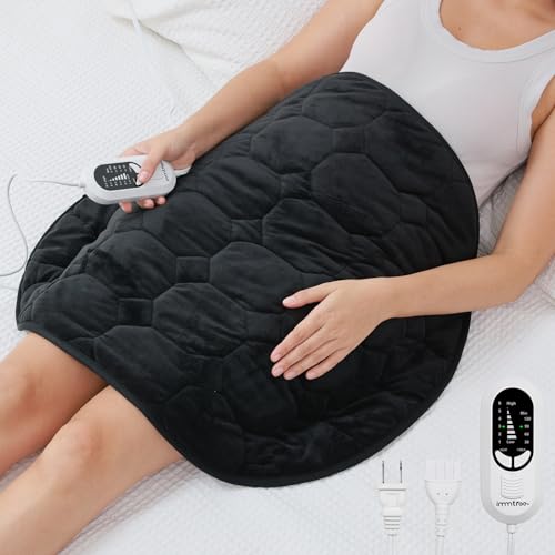 immtree Weighted Heating Pad for Period Cramps, 29" x 24" Extra Large Electric 7lbs Heated Pads, Back Shoulder Knee Abdomen Pain Relief, Soft Heavy Lap Blanket, Warm Christmas Gift, 7 Pounds, Black - color: Black, size: 29"x24" 7 Pound