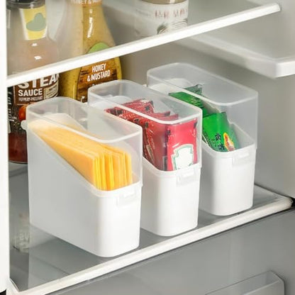 1PC Cheese Slice Storage Box - Fridge Organizer Containers for Cheese, Tea Bags, Spices- Clear Lids