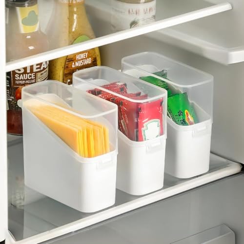 1PC Cheese Slice Storage Box - Fridge Organizer Containers for Cheese, Tea Bags, Spices- Clear Lids