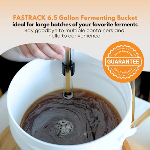 Fastrack 6.5 Gallon Fermenting Bucket with Lid | White | 100% Food Grade-BPA Free Fermenting Brew Bucket for Your Beer, Wine or Any Other Fermented Beverage