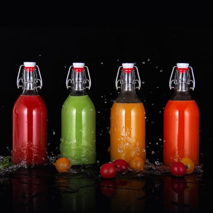 YEBODA 16oz Swing Top Bottles -Glass Beer Bottle with Airtight Rubber Seal Flip Caps for Home Brewing Kombucha,Beverages,Oil,Vinegar,Water,Soda,Kefir,6 Pack