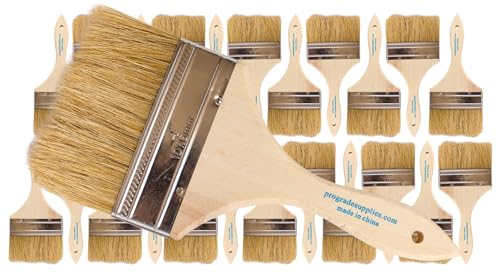 Pro Grade - Chip Paint Brushes - 24 Ea 4 Inch Chip Paint Brush Light Brown