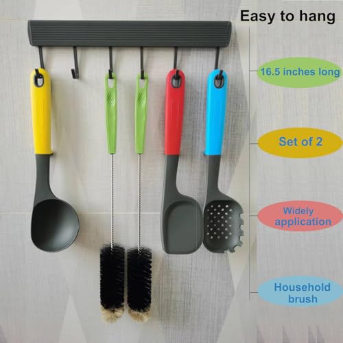 2 Pack 16" Bottle Brush, Dokpod Long Handle Cleaning Brushes for Long Narrow Neck Bottle Cleaning Water Beer Wine Sports Bottle Thermos Flask Bottles Cleaning Hummingbird Feeder Vase Cleaning Brushes - color: Black 2 Pack