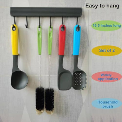 2 Pack 16" Bottle Brush, Dokpod Long Handle Cleaning Brushes for Long Narrow Neck Bottle Cleaning Water Beer Wine Sports Bottle Thermos Flask Bottles Cleaning Hummingbird Feeder Vase Cleaning Brushes - color: Black 2 Pack