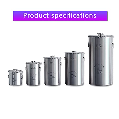 Stainless Steel Fermenter Conical Home Brewing Fermentation Tank，Including Temperature Patch, Silicone Plug, One-way Valve, Silicone Ring (316, 20L) - color: 316, size: 20L