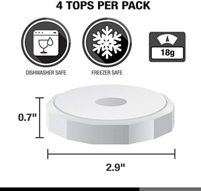 Masontops Tough Tops - Regular Mouth Mason Jar Lid - White - BPA-Free Plastic Screw Caps - Durable Reusable Jar Covers - color: White, size: Small Mouth