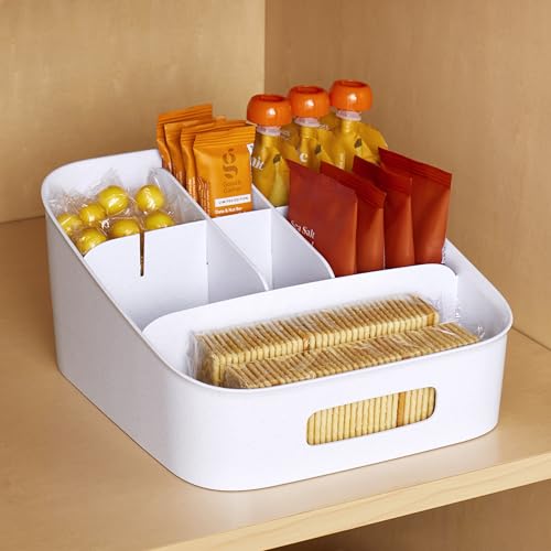 YouCopia ShelfBin Adjustable Snack Bin, BPA-Free Divided Storage Basket for Kitchen Pantry Organization, One Size, Speckled White - size: Adjustable Snack Bin