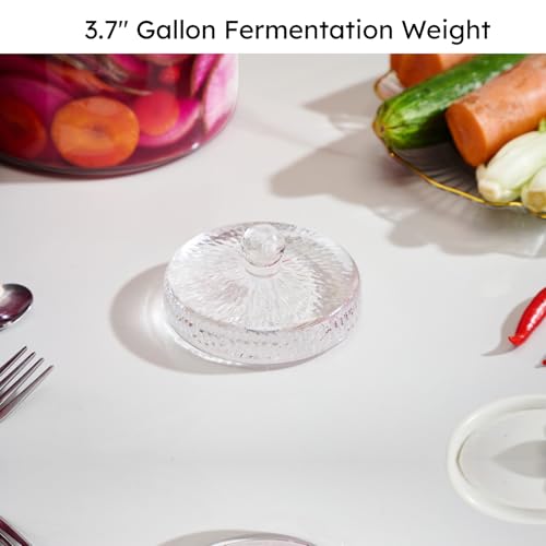 Jillmo Fermentation Weight for 3.8'' Opening Gallon Jars, Large and Heavy Glass Fermenting Weights for Making Sauerkraut, Kimchi, Carrots, 3.7inch, Pack of 2 - size: Bamboo - 2 Pack