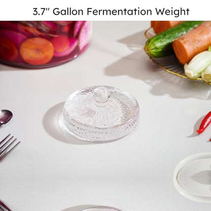 Jillmo Fermentation Weight for 3.8'' Opening Gallon Jars, Large and Heavy Glass Fermenting Weights for Making Sauerkraut, Kimchi, Carrots, 3.7inch, Pack of 2 - size: Bamboo - 2 Pack