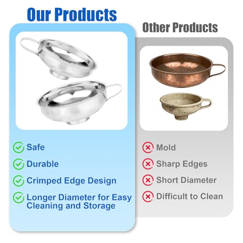 8pcs Food Canning Funnels Set for Wide Mouth & Regular Mason Jars, 3 Stainless Steel Funnels 2 Metal Strainer Mesh 1 Anti-Scalding Tongs 2 Brushes Supplies Kit for Kitchen Use Filling Bottle Jam