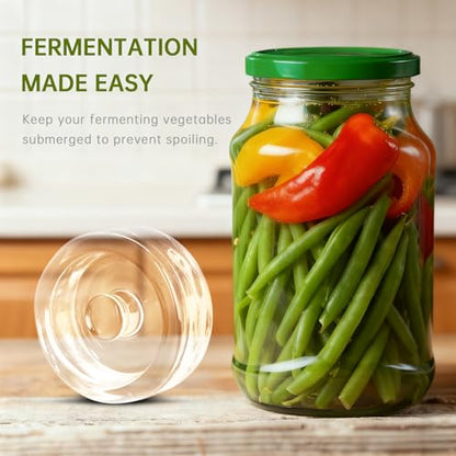 6Pcs Fermentation Glass Weights for Wide Mouth Jars - Pickle Bottles with Sealing Lids for Efficient Fermenting - Durable, Transparent Fermenting Lids and Weights for Sauerkraut, Kimchi (A Toroidal) - size: A Toroidal