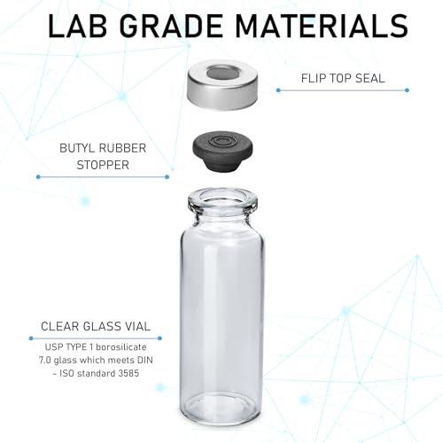 10 Pack 20ml Sealed Sample Vials, Transparent Glass Vials with Self Healing Injection Port - size: 20ML
