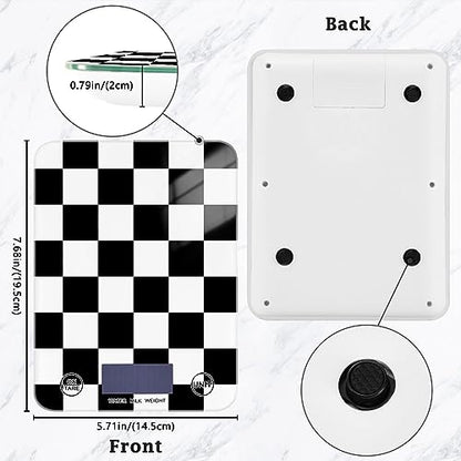 Food Scale Kitchen Scale Food Scales Digital Weight Grams and Ounces Small Electronic Food Scale for Baking Cooking Checkered Black White - color: Checkered Black White