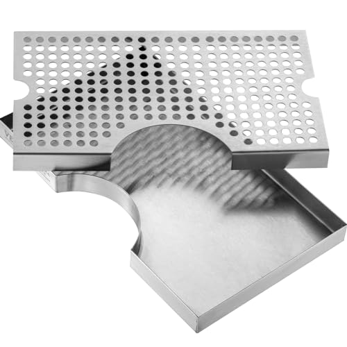 VEVOR Kegerator Beer Drip Tray, 304 Stainless Steel Keg Drip Trays with 4 Non-Slip Rubber Pads and Detachable Cover, Heat/Cold Resistant Beer Tower Drip Pan for Bar Restaurant Coffee Shop Home - style: U drip tray