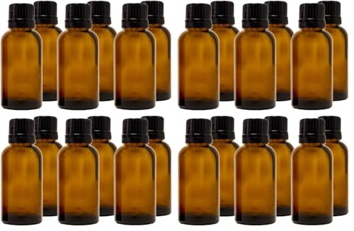 GreenHealth – Pack of 24 – 30 ml (1 oz) Amber Glass Bottles with Euro Dropper and Tamper-Evident Cap – Refillable Boston Round Bottles for Essential Oils and Aromatherapy - color: Amber, size: 12 Count (Pack of 2)