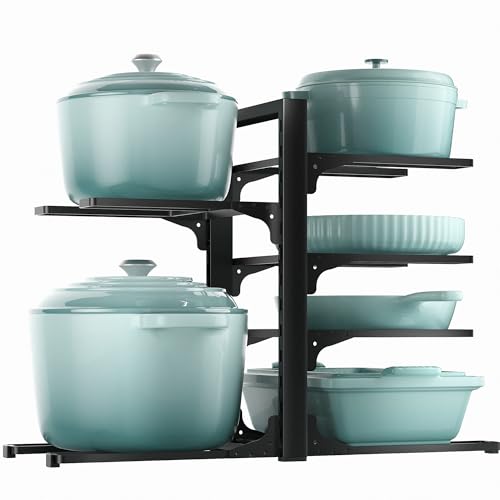 ORDORA Pots and Pans Organizer under Cabinet 13.78" Height, 6-Tier Kitchen Cabinet Organizers and Storage, Heavy Duty Pots and Pan Storage Rack Organizer inside Cabinet, Adjustable Pot Rack - style: S-13.78"H-HeavyDuty