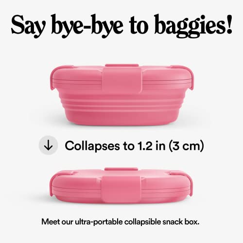 STOJO Collapsible Sandwich Box – 24oz, Reusable Food Storage Container, Silicone Bowl for Hot/Cold Food – Meal Prep, Lunch, Camping, Hiking – Dishwasher Safe (Peony, Set of 1) - color: Peony