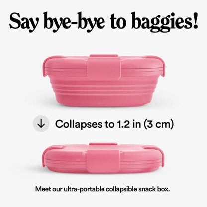 STOJO Collapsible Sandwich Box – 24oz, Reusable Food Storage Container, Silicone Bowl for Hot/Cold Food – Meal Prep, Lunch, Camping, Hiking – Dishwasher Safe (Peony, Set of 1) - color: Peony