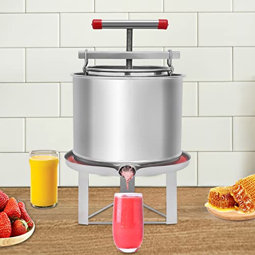 12.6L Bee Honey Press Extractor, Household Manual Honey Extractor Beekeeping Machine Grape, Stainless Steel Household Grape Fruit Juice Wine Making Equipment for Self in Home