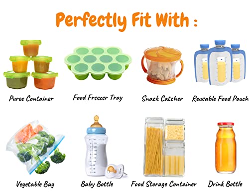 Baby Food Labels, Removable Write-On Daycare Date Labels for OXO Tot Baby Food Storage Containers, Trays, Jars, Freezer & Dishwasher Friendly, for Infants & Babies