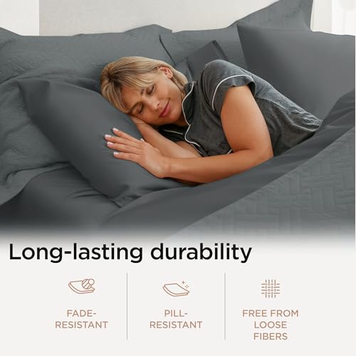 Threadmill 100% Cotton Sheets for Full Size Bed - 600 Thread Count Full Bed Sheets Set with 16” Deep Pocket - Sateen Weave 4-Piece Bedding Set with Cooling Effect, Dark Grey - color: Dark Grey Solid, size: Full