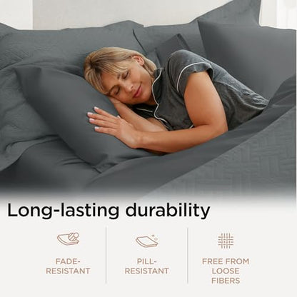 Threadmill 100% Cotton Sheets for Full Size Bed - 600 Thread Count Full Bed Sheets Set with 16” Deep Pocket - Sateen Weave 4-Piece Bedding Set with Cooling Effect, Dark Grey - color: Dark Grey Solid, size: Full