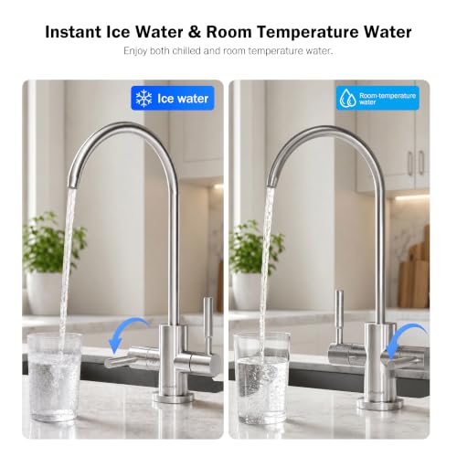 Frizzlife CW5000 Universal Under Sink Chiller Cooling for Water Filters | Cold & Room-temp Outlets Faucet, Compatible with Reverse Osmosis System & Under Sink Filter, 1/4” & 3/8” Quick Connect Set-Up