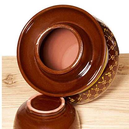 ZHOUXIAO Pickle Jar Ceramic Jar with Lid,Traditional Chinese Fermentation Kit Crock with Water Seal Airlock Lid, Fermentation Jar for Pickles,Kimchi,Sauerkraut,Kombucha Jar 4KG