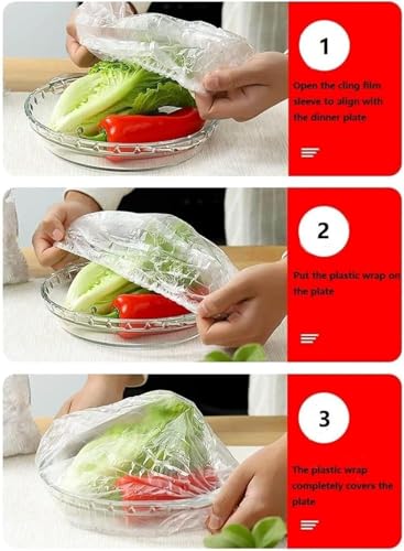 100Pcs Disposable Food Containers Disposable Stretchable Bowl Covers Universal Kitchen Wrap Seal Bags for Food Storage Bread Proofing and Outdoor Picnics (14-35cm Stretchable)