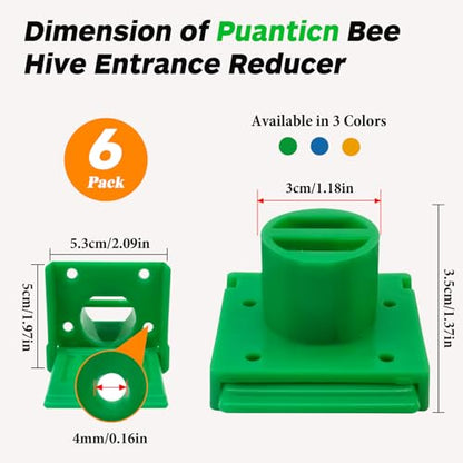 Bee Hive Entrance Reducer, 6 Pack Plastic Beehive Entrance Reducer,Green Square Beehive Travel Gate, Portable Bee Hive Mouse Guard, Bee Hive Ventilation Window,Year Around Beekeeping Supplies Tools - color: Green-6pcs