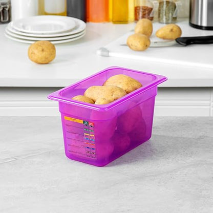 Restaurantware Food Storage Container 1 Pack of 3.9 qt Plastic Stackable Microwave-Safe Bin Dishwasher Safe Freezer Safe Purple Containers for Kitchen Storage - size: 1/4 Size
