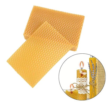 10 Pcs Beehive Wax Frame, Beeswax Sheets Sheets Honeycomb Wax Coating Base Board, Beekeeping Foundation Beeswax Making DIY Candle Maker (Yellow, One Size)