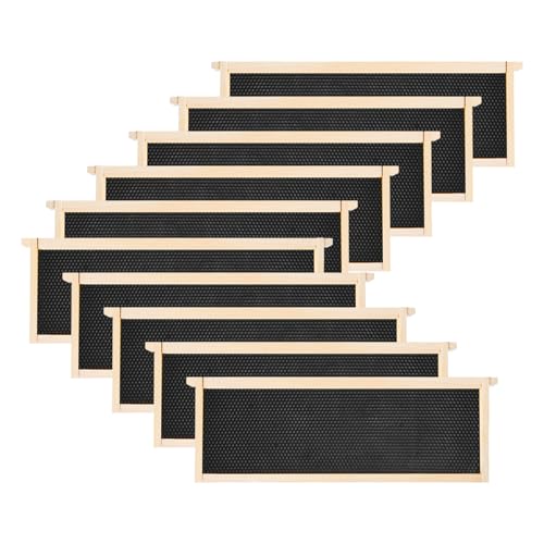 Medium Beehive Frames and Wax Foundations,10 Pack Honey Bee Frames with Wooden Bee Hive Frames and 100% Beeswax Coated Foundations, 6-1/4-Inch (Black) - size: 10 Pack Medium Frames-Black