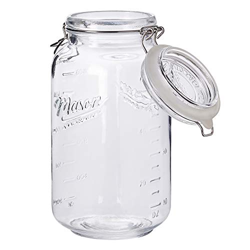 Mason Craft & More Airtight Kitchen Food Storage Clear Glass Clamp Jars, 67 Ounce (2 Liter) Large Clamp Jar - size: 67 ounce (2 liter) Large Jar - Pack of 1