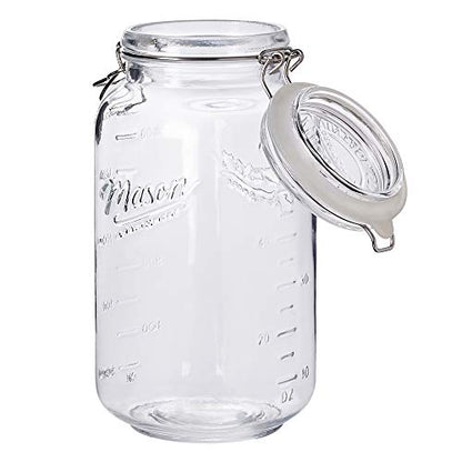 Mason Craft & More Airtight Kitchen Food Storage Clear Glass Clamp Jars, 67 Ounce (2 Liter) Large Clamp Jar - size: 67 ounce (2 liter) Large Jar - Pack of 1