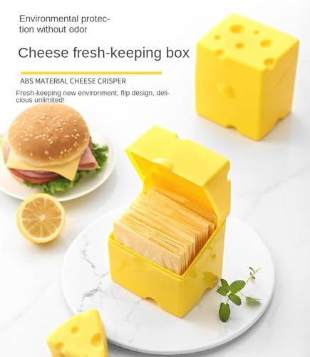 Cheese shaped fresh-keeping box ABS flip refrigerator storage box 300ML cheese slice special box, low-temperature resistant food box (yellow/white optional) - color: ABS flip cheese box (yellow)