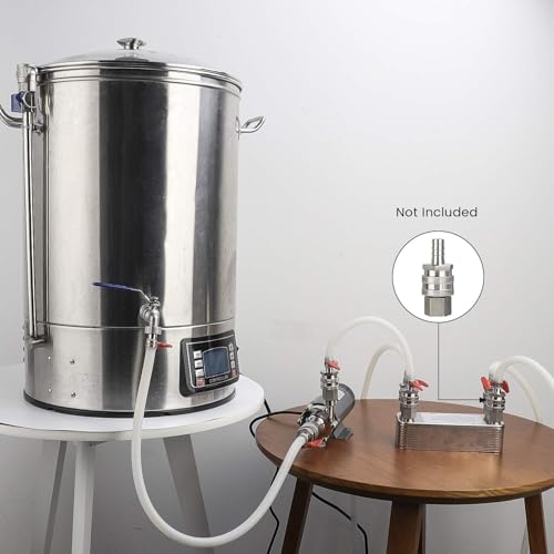 MRbrew Wort Chiller 20 Plates, Brazed Plate Copper Heat Exchanger for Homebrew, Stainless Steel 7.5" x 2.9" Plate, 1/2 NPT Thread Connection Hot Liquid Accelerated Cooler Quick Beer Cooling System - size: 20-plates